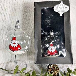 Vitbis Polish Handcrafted Glass Christmas Ornaments Santa Set of 2 NEW